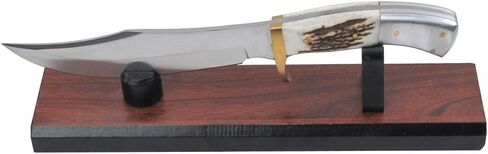 Treasure Gurus Natural Brown Wood Fixed Blade Knife Collection Display Stand Holder Rustic Cabin Home Decor in Kuwait