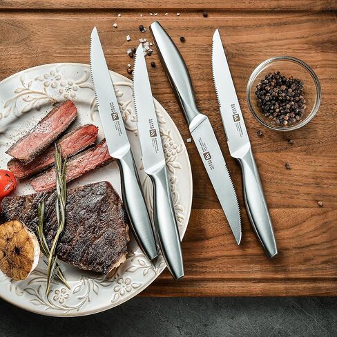 Klaus Meyer 13-Piece Kitchen Knife Set With Block, High Carbon Stainless Steel and Non-Slip Handles. Rust Proof And Dishwasher Safe Cutlery in Kuwait