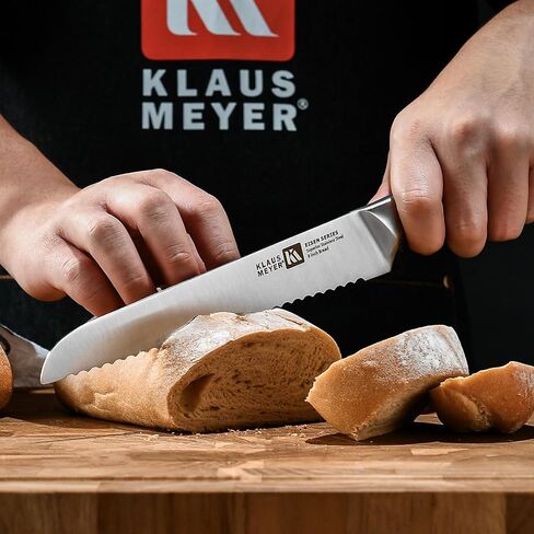 Klaus Meyer 13-Piece Kitchen Knife Set With Block, High Carbon Stainless Steel and Non-Slip Handles. Rust Proof And Dishwasher Safe Cutlery in Kuwait
