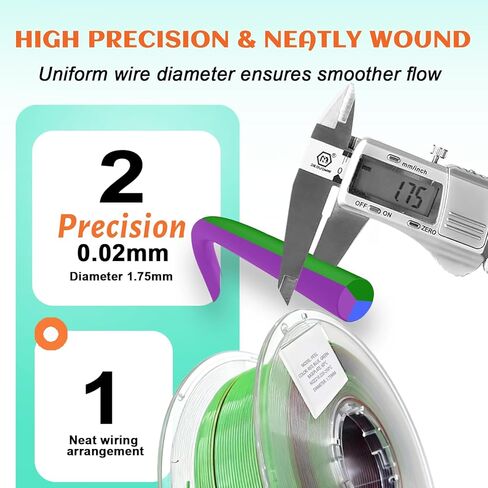 Blue & Green & Purple Tri-Color 3D Printer Filament 1.75mm PETG Filament for 3D Printing Filament 1KG Strong Toughness Dimensional Accuracy +/- 0.02mm Fit Most FDM Printers in Kuwait