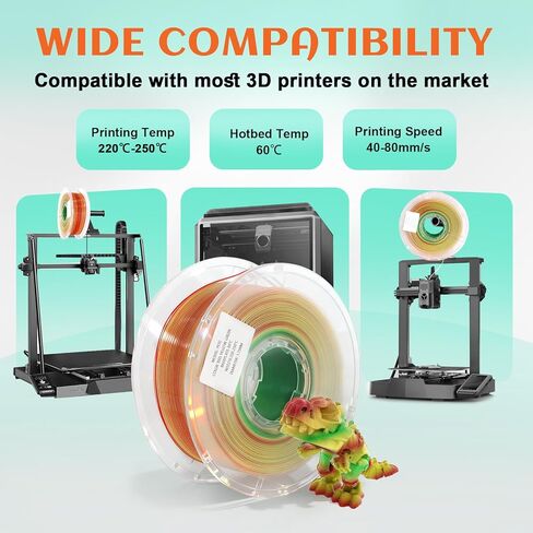 Blue & Green & Purple Tri-Color 3D Printer Filament 1.75mm PETG Filament for 3D Printing Filament 1KG Strong Toughness Dimensional Accuracy +/- 0.02mm Fit Most FDM Printers in Kuwait