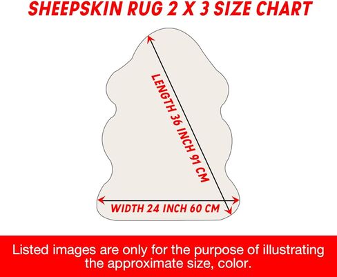 URBAN BUCK Sheepskin Natural Fluffy Fur Rug Genuine Single Pelt Luxuxry 2 x 3 Ivory White Sheep Skin Area Rug for Bedroom (24Inch x 36Inch, 60.96cm x 91.44cm) in Saudi Arabia