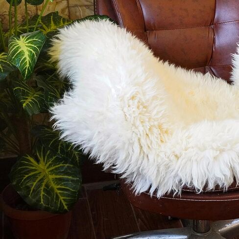 URBAN BUCK Sheepskin Natural Fluffy Fur Rug Genuine Single Pelt Luxuxry 2 x 3 Ivory White Sheep Skin Area Rug for Bedroom (24Inch x 36Inch, 60.96cm x 91.44cm) in Saudi Arabia