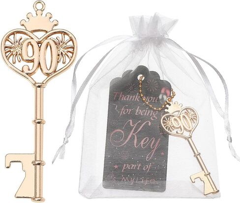 Golden 80th Birthday Favors Key Bottle Opener for Guests with Organza Bags and Tags,80 Beer Keychain Bottle Openers for Birthday Party Decoration Supplies (Black and Pink-80) in Kuwait