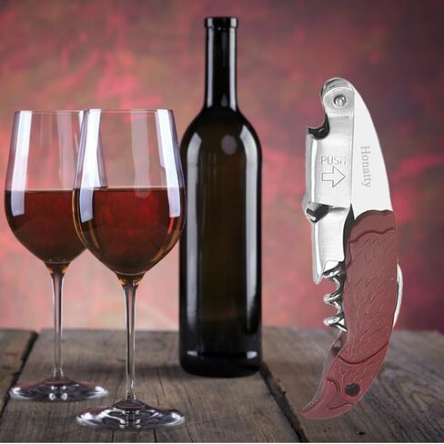 Waiter Corkscrew Wine Opener Manual | 2 Pack Professional Honatty 3-in-1 Heavy Duty Double Hinged Wine Key with Foil Cutter & Beer Bottle Opener for Servers, Bartenders & Home Use in Kuwait
