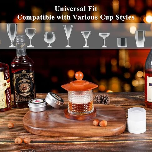 Whiskey Smoker Kit with Torch - 6 Flavors Wood Chips, 2 Rotatable Whiskey Glasses, 2 Ice Ball Molds - Cocktail Smoker Infuser Kit, Old Fashioned Smoker Kit, Birthday Gifts for Men, Dad(NO Butane) in Kuwait