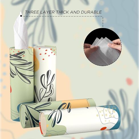 4 Pack Car Tissue Holder with 3-ply Facial Tissues Bulk, Moon Pattern Round Tube Tissue Box for Home Office Bathroom in Saudi Arabia