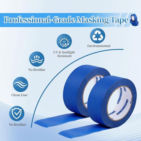 10 Rolls Painters Tape 2 Inch Wide Bulk, No Residue Blue Paint Tape 2 Inches x 55 Yards, Easy-Release Masking Tape for Painting Walls, Baseboards and Home Renovation in Kuwait
