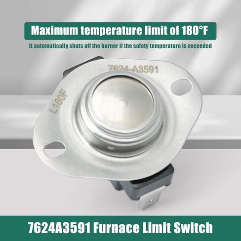 YUXIVCNE 7624A3591 Furnace Limit Switch L180°F Replacement for Coleman for York Parts Replace 00644767624A3591 S1-7624a3591 in Kuwait
