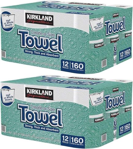 Kirkland Signature Premium Big Roll Paper Towels, 24 Rolls, 160 Sheets Each, 3840 Sheets Total, Thick and Strong, C-Fold, Wipe Surface in Kuwait