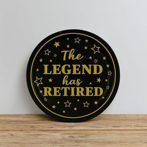 50 عبوة من أطباق ورقية لحفلات التقاعد مقاس 7 بوصات - "The Legend Has Retired" - أطباق للاستعمال مرة واحدة باللونين الأسود والذهبي للمتقاعدين - أطباق ورقية ممتازة لمستلزمات حفلات التقاعد وزملاء العمل والمعلمين in Kuwait