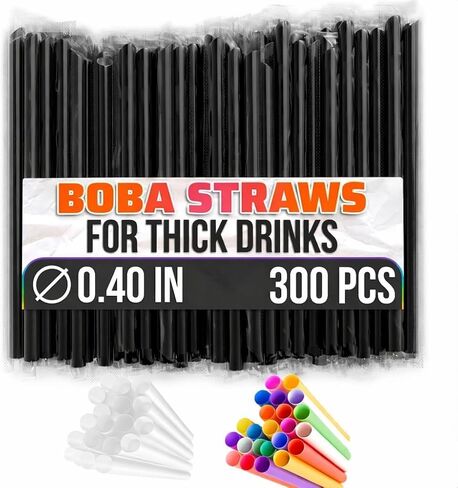 300 Pcs Wide Smoothie Straws – Boba Straws Individually Wrapped for Milkshakes, Bubble Tea & Ice Lattes – Suitable for Cold & Hot Drinks, Large Pack for Quick & Easy Serving in Saudi Arabia