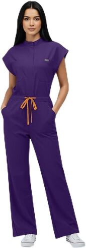 Slim Fit Straight Leg Scrub Onesie Solid Color High End Workwear For Beauty Salon in Saudi Arabia