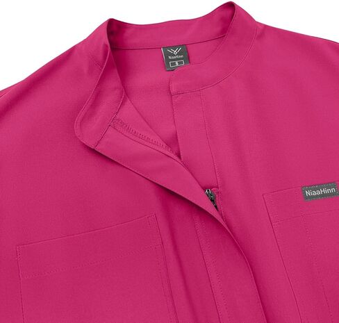 Slim Fit Straight Leg Scrub Onesie Solid Color High End Workwear For Beauty Salon in Kuwait
