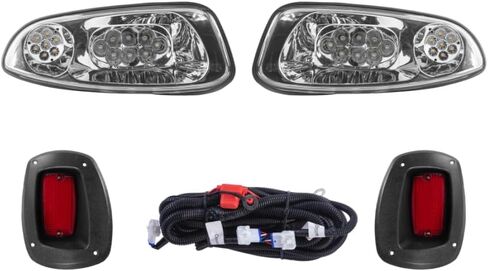 مجموعة الإضاءة الأساسية EZGO RXV PRE 2015 LED 12 فولت، 2 مصباح أمامي LED، 2 مصباح خلفي LED، 1 مجموعة أسلاك أساسية، وتعليمات وأجهزة متضمنة in Kuwait
