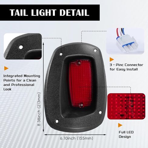 مجموعة الإضاءة الأساسية EZGO RXV PRE 2015 LED 12 فولت، 2 مصباح أمامي LED، 2 مصباح خلفي LED، 1 مجموعة أسلاك أساسية، وتعليمات وأجهزة متضمنة in Kuwait