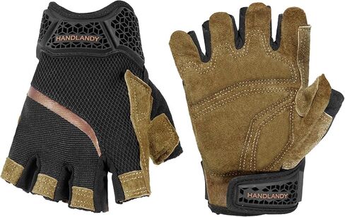 HANDLANDY Fingerless Work Gloves for Mens & Women, Uwrist Half Finger Shock-Absorbing Breathable Glove in Saudi Arabia