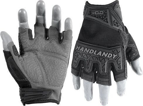HANDLANDY Fingerless Work Gloves for Mens & Women, Uwrist Half Finger Shock-Absorbing Breathable Glove in Saudi Arabia