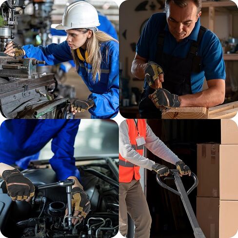 HANDLANDY Fingerless Work Gloves for Mens & Women, Uwrist Half Finger Shock-Absorbing Breathable Glove in Saudi Arabia