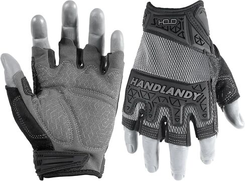 HANDLANDY Fingerless Work Gloves for Mens & Women, Uwrist Half Finger Shock-Absorbing Breathable Glove in Saudi Arabia