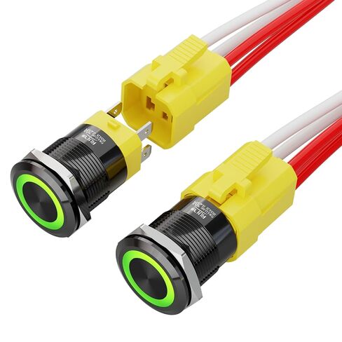 2 قطعة 22 مم LED مفتاح زر ضغط معدني IP65 مقاوم للماء، قفل من سبائك الألومنيوم مع سرج 12-24 فولت تيار مستمر للتشغيل والإيقاف للوحة الصناعية البحرية للسيارات DIY (الضوء الأزرق) in Kuwait