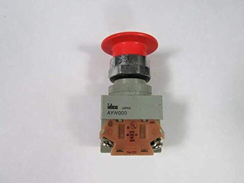 IDEC AYW411-R 1 NO - 1 NC اتصالات، قطر 22 مم، 40 مم فطر، زر ضغط، عملية دفع وسحب، أحمر، قياسي، سلسلة TW in Kuwait