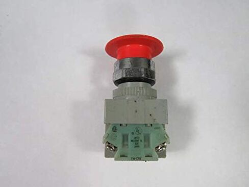 IDEC AYW411-R 1 NO - 1 NC اتصالات، قطر 22 مم، 40 مم فطر، زر ضغط، عملية دفع وسحب، أحمر، قياسي، سلسلة TW in Kuwait