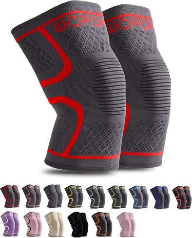 Knee Brace Sleeves for Weightlifting Working out, Knee Pain Relief for Meniscus Tear Arthritis ACL MCL (2 Pack) in Kuwait