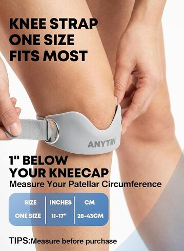 Silicone Patellar Tendon Support Strap 2 Pack, Knee Brace for Women & Men, Relieves Jumper's Knee & Osgood Schlatter, Adjustable Patella Band for Running Gym Tennis Basketball & Sports, Grey in Saudi Arabia