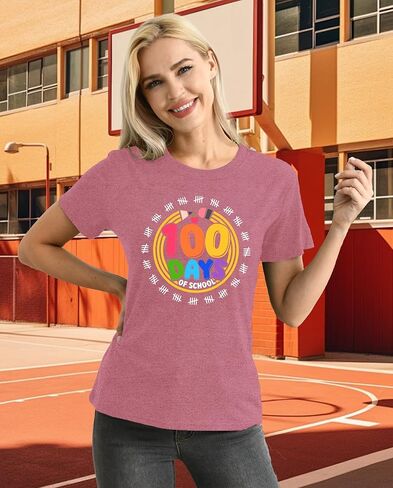 تي شيرت نسائي 100 يوم من المدرسة تي شيرت للمعلم 100 يوم in Kuwait