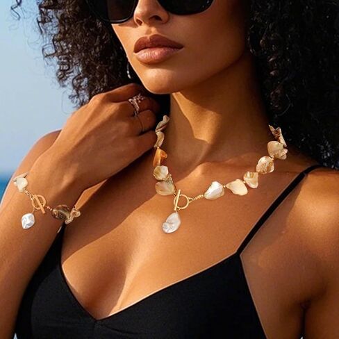 Navoky Seashell Starfish Choker Necklace Sea Shell Summer Necklaces Bracelet Vacation Beach Jewelry Accessories for Women in Saudi Arabia