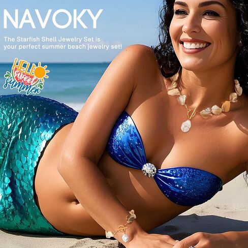 Navoky Seashell Starfish Choker Necklace Sea Shell Summer Necklaces Bracelet Vacation Beach Jewelry Accessories for Women in Saudi Arabia