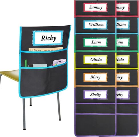 12 حزمة من الجيوب السوداء كرسي للفصول الدراسية ، جيب الكرسي مع 3 جيب تخزين الثقيلة ، جيب Buddy Buddy مع فتحة علامة ، عودة مثالية إلى اللوازم المدرسية ، يجب أن يكون الفصل الدراسي in Kuwait