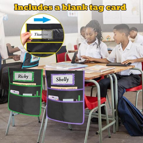 12 حزمة من الجيوب السوداء كرسي للفصول الدراسية ، جيب الكرسي مع 3 جيب تخزين الثقيلة ، جيب Buddy Buddy مع فتحة علامة ، عودة مثالية إلى اللوازم المدرسية ، يجب أن يكون الفصل الدراسي in Kuwait