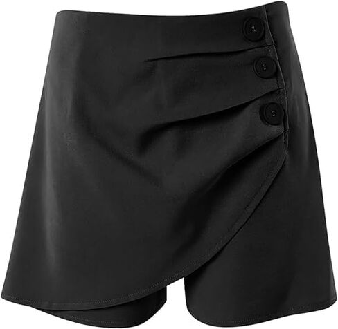 Women's High Waisted Button Front Shorts - Ruched Detail Lounge & Casual Summer Skorts Shorts in Kuwait