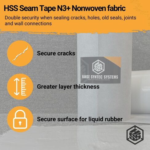 شريط التماس المطاطي السائل HSS N3+ قماش غير منسوج، مقاوم للماء، محكم الغلق، مقاوم للطقس للمفاصل، RV، الأسقف، النوافذ 4 بوصة × 50 قدم in Kuwait