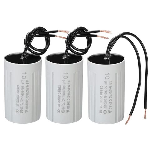 PATIKIL CBB60 10uF Running Capacitor, 3pcs AC 450V 2 Wires 50/60Hz Cylinder 60x35mm for Water Pumps, Washing Machines Motor Start in Kuwait