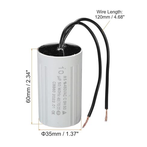 PATIKIL CBB60 10uF Running Capacitor, 3pcs AC 450V 2 Wires 50/60Hz Cylinder 60x35mm for Water Pumps, Washing Machines Motor Start in Kuwait
