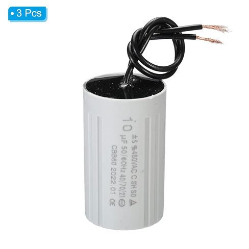 PATIKIL CBB60 10uF Running Capacitor, 3pcs AC 450V 2 Wires 50/60Hz Cylinder 60x35mm for Water Pumps, Washing Machines Motor Start in Kuwait