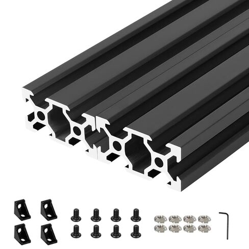 2040 V Slot 2000mm Aluminum Extrusion Profile, 5PCS European Standard Anodized Linear Rail with Corner Bracket Kit for CNC DIY 3D Printer Black (78.74inch) in Kuwait