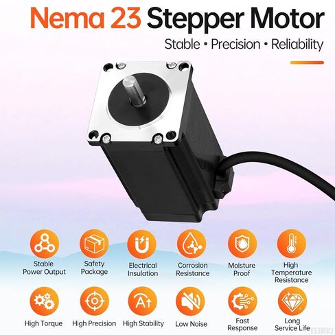 Nema 23 Stepper Motor 1.8‌°‌ 2 المرحلة عزم دوران عالٍ 3Nm(424.84oz·in) ثنائي القطب 57x101mm 4.2A 0.8Ω 4-سلك رمح 21mm φ8mm 57 محرك متدرج كابل 1M لمخرطة مطحنة CNC راوتر طابعة ثلاثية الأبعاد DIY روبوت in Kuwait