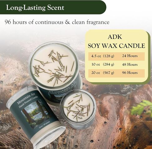 شمعة معطرة بالهواء الجبلي من ADK، شمعة عطرية بوزن 4.5 أونصة، مصبوبة بفخر في الولايات المتحدة الأمريكية، شمع طبيعي للاسترخاء وديكور المنزل، للهدايا، والمطبخ، ومساحات المعيشة in Saudi Arabia
