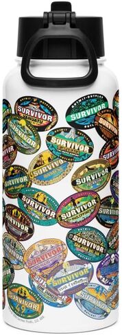 زجاجة مياه من الفولاذ المقاوم للصدأ من Survivor تحمل شعار 50 موسمًا - كوب من الفولاذ المقاوم للصدأ بسعة 32 أونصة مع شفاطة - معزول بفراغ مزدوج الجدران، مرخص رسميًا in Kuwait