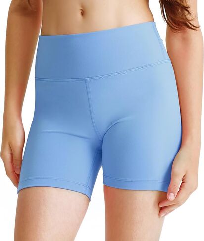 Girls 4'' Biker Shorts, High Waisted Stretchy Athletic Shorts, Workout Running Shorts for Kids and Teens in Kuwait