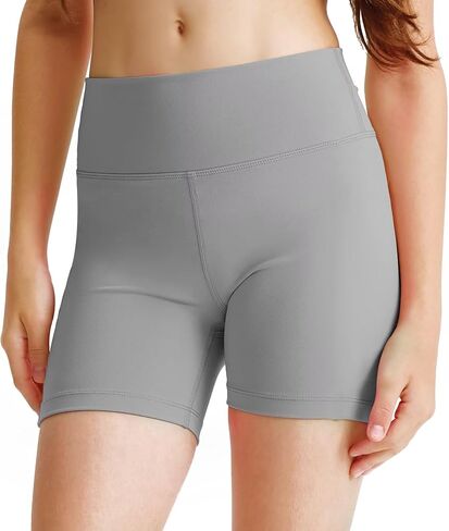 Girls 4'' Biker Shorts, High Waisted Stretchy Athletic Shorts, Workout Running Shorts for Kids and Teens in Kuwait