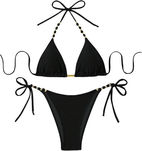 Women's Two Piece Bikini Sets Halter Triangle Cheeky Bathing Suit Swimwear in Kuwait
