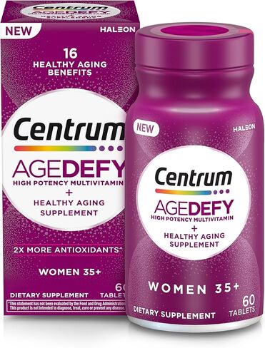 ​​​Centrum Age Defy for Women 35+ - High-Potency Multivitamin and Healthy Aging Supplement – Multivitamin with Resveratrol, and Niacin for NAD+ Level Support - Aluminum Bottle, 60 Tablets​ in Kuwait
