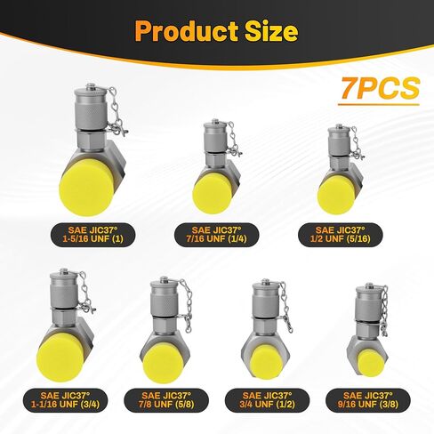 7Pcs Hydraulic Swivel Run Tees Connector Tester Coupling Set Replace for JIC37, Fit For Excavator Construction Machinery Hydraulic System in Kuwait