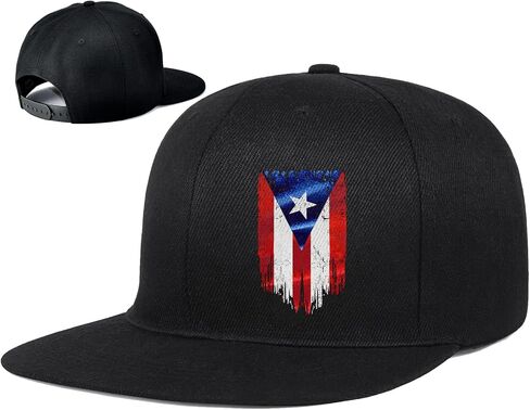 Snapback Hats for Men Puerto Rico Flag Hat Flat Bill Hats for Men Fitted Black Baseball Cap Mens in Saudi Arabia