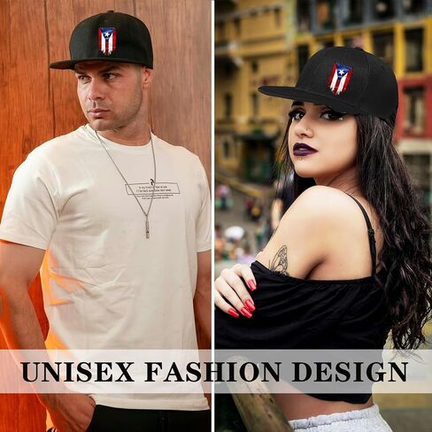 Snapback Hats for Men Puerto Rico Flag Hat Flat Bill Hats for Men Fitted Black Baseball Cap Mens in Saudi Arabia
